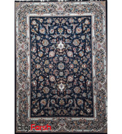 فرش 700 شانه کاشان نیاوران طرح افشان سرمه ای صددرصد اکرلیک تراکم 2550 کد 700589