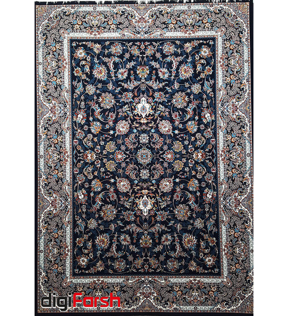 فرش نیاوران طرح افشان سرمه ای تراکم 2550 کد 700589