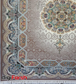 فرش ماشینی کاشان 1200 شانه ستاره فروزان طرح هالیدی زمینه بژ صد در صد اکریلیک تراکم 3600 کد 471213