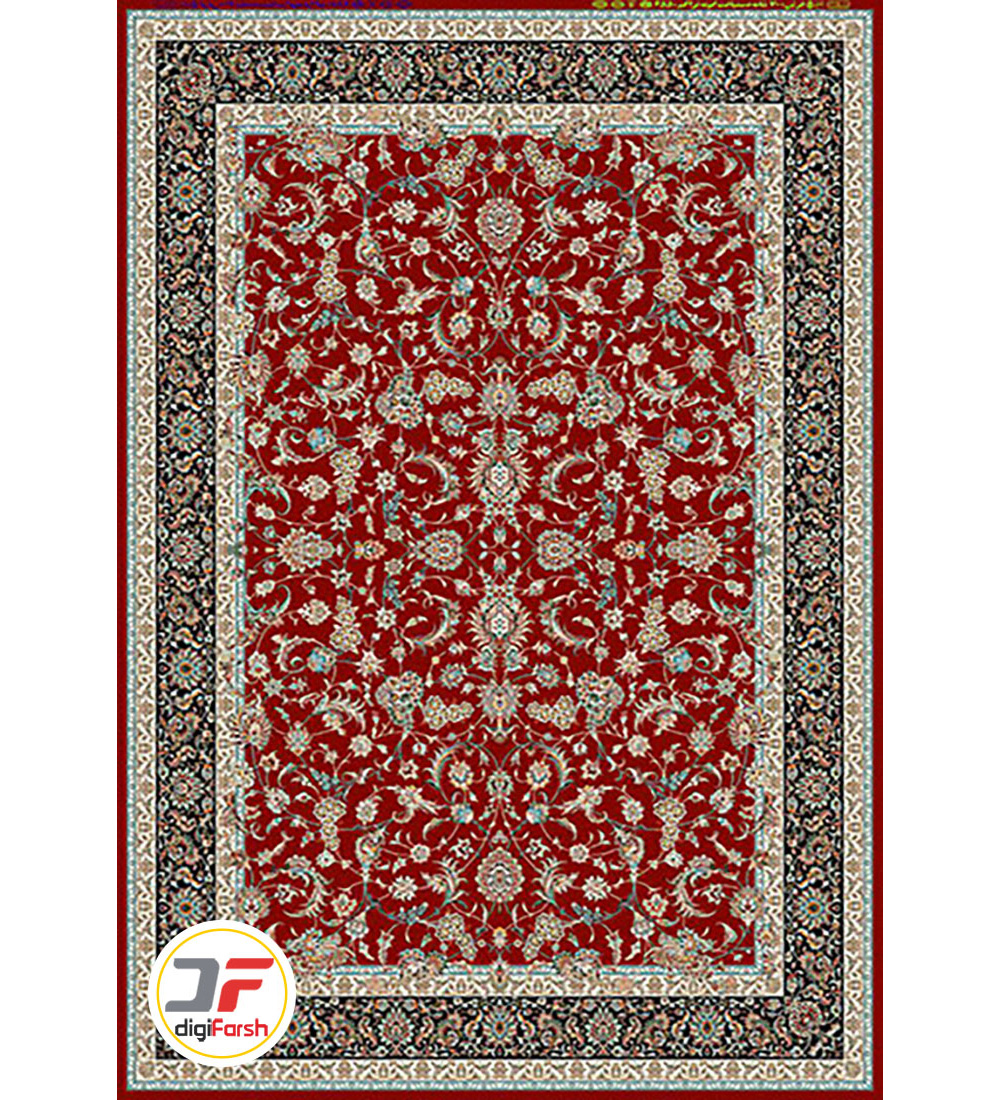 فرش افشان نیاوران کاشان 700 شانه زمینه لاکی اکریلیک تراکم 2550 کد 700604