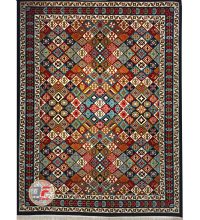 فرش گبه ماشینی کاشان طرح خشتی زمینه سرمه ای کد ۶۱۴۰۰۰۳۱