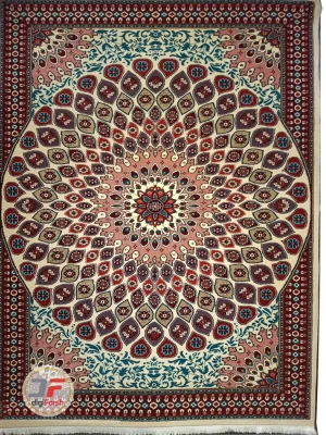 فرش گبه ماشینی سبلان کاشان زمینه کرم کد 61400054