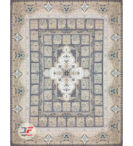 فرش بزرگمهر گل برجسته طرح خشتی زمینه خاکستری کد 521011611