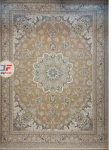 فرش بزرگمهر گل برجسته زمینه بژ کد 521011601