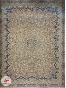 فرش بزرگمهر طرح افشان گل برجسته زمینه بژ کد 521011608