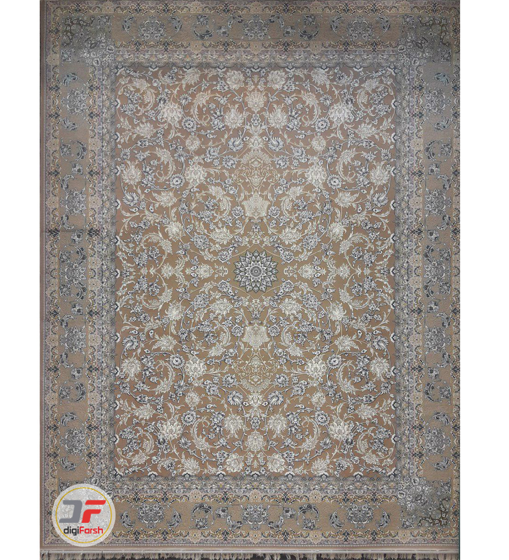 فرش بزرگمهر طرح افشان گل برجسته زمینه بژ کد 521011609