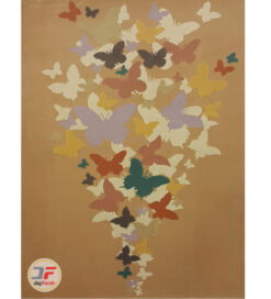 فرش گل برجسته بزرگمهر طرح پروانه زمینه بژ کد 521011612
