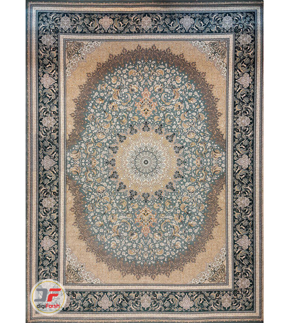 فرش گل برجسته بزرگمهر 1000 شانه زمینه آبی کد 521011605