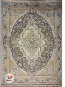 فرش ماشینی گل برجسته کاشان زمینه خاکستری کد 521011616