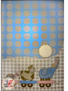 فرش کودک طرح فیل و بچه زمینه آبی کد 6141301