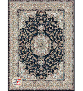 فرش بزرگمهر 1200 شانه - طرح گل برجسته زمینه سرمه ای کد 15121