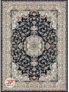 فرش بزرگمهر 1200 شانه - طرح گل برجسته زمینه سرمه ای کد 15121