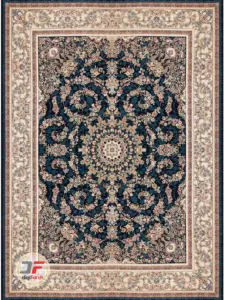 فرش گل برجسته کاشان - 1200 شانه بزرگمهر زمینه سرمه ای کد 15125