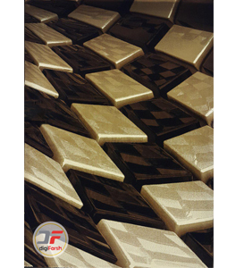 فرش ماشینی کاشان - طرح سه بعدی اتاق پذیرایی زمینه مشکی کد 1373