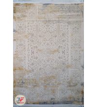 فرش کهنه نما کاشان – طرح گل برجسته زمینه فیلی کد DC 49