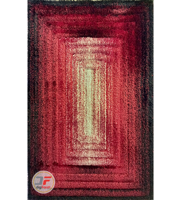 فرش شگی طرح سه بعدی ماشینی زمینه قرمز سفید مشکی کد 5015
