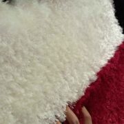 فرش پرز بلند ماشینی طرح سه بعدی زمینه قرمز سفید مشکی کد 5095
