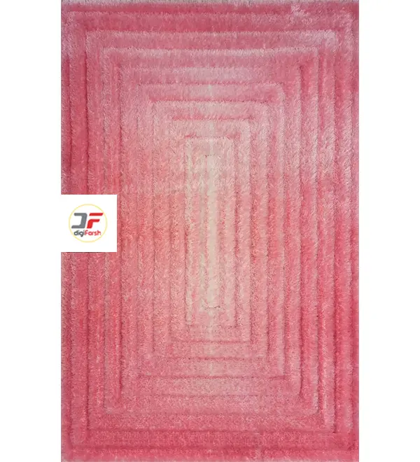 فرش شگی مدرن کاشان طرح سه بعدی رنگ صورتی کد 5015