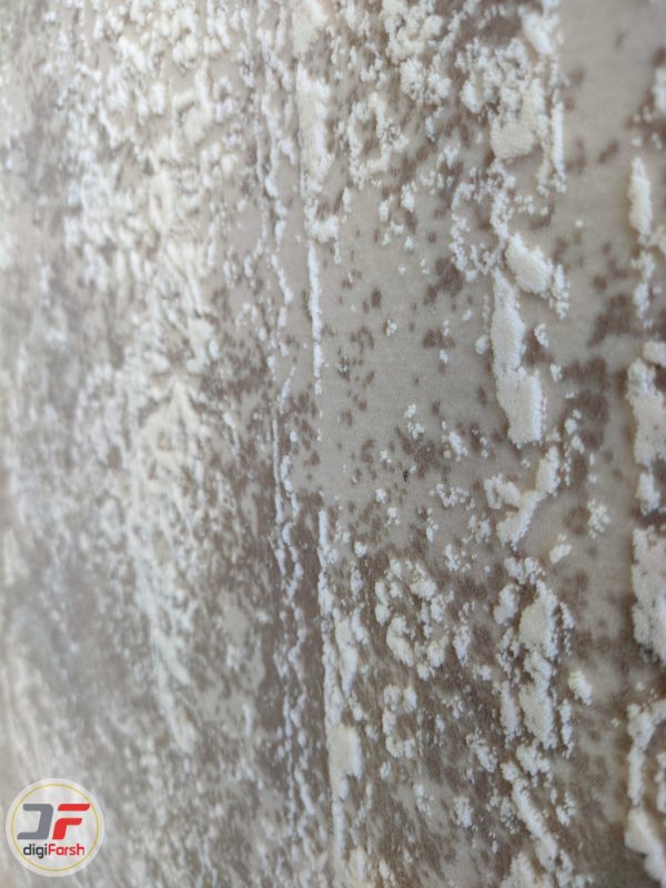 نمای نزدیک فرش مدرن طرح کهنه نمای فانتزی گل برجسته زمینه طوسی کد 11-862