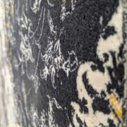 فرش ماشینی مدرن فانتزی طرح کهنه نما گل برجسته زمینه طوسی کرم کد 13-806