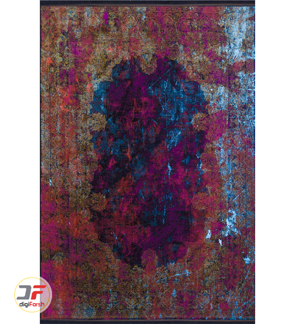 فرش ماشینی مدرن طرح کهنه نما زمینه بژ زرشکی آبی کد 21-850