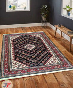 نمای دکوراسیون فرش ماشینی طرح سنتی زمینه مشکی کد 106