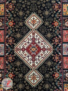 نمای ترنج فرش سنتی و دستباف گونه زمینه مشکی کد 102