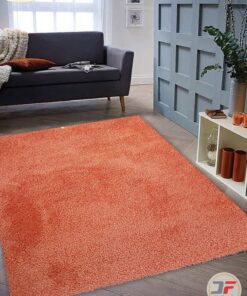 نمای دکوراسیون فرش ماشینی فانتزی شگی فلوکاتی زمینه نارنجی کد 11