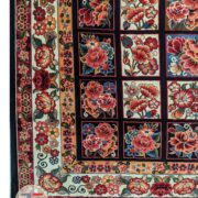 فرش ماشینی طرح دستباف سنتی زمینه سرمه ای کد 109