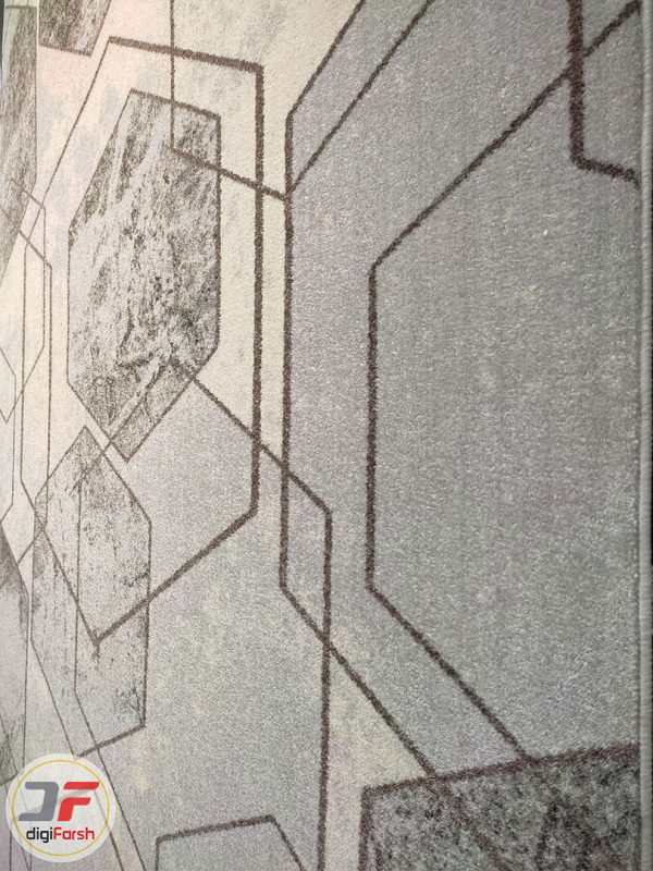حاشیه فرش ماشینی فانتزی طرح گبه زمینه طوسی کرم کد 534