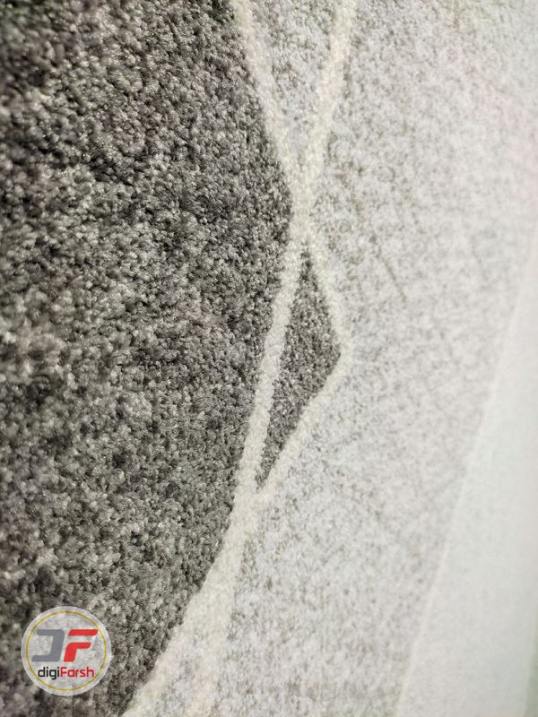 نمای نزدیک فرش ماشینی ارزان گبه زمینه مشکی خاکستری کد 2015