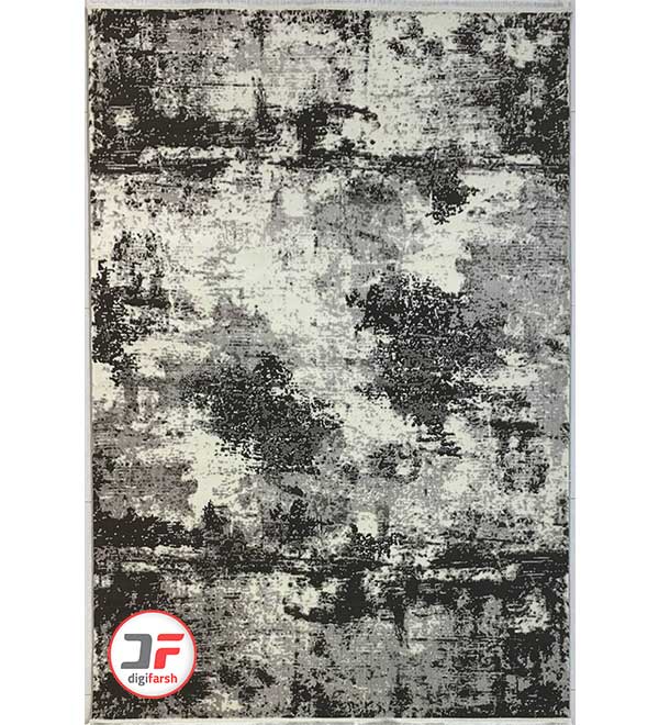فرش ماشینی ارزان پتینه گل برجسته زمینه کرم خاکستری کد 920
