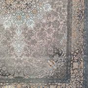 فرش کهنه نما مدرن گل برجسته زمینه طوسی طلایی کد 80182