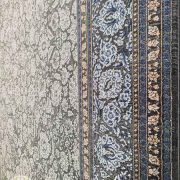 فرش ماشینی فانتزی پتینه گل برجسته زمینه خاکستری آبی کد 80224