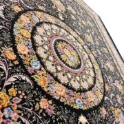 فرش ماشینی 1200 شانه طرح گل افشان زمینه مشکی
