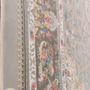 فرش ماشینی کلاسیک 1200 شانه گل برجسته نقشه گلخانه زمینه نقره ای