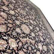 فرش کلاسیک 1200 شانه گل برجسته طرح دنیا زمینه سرمه ای