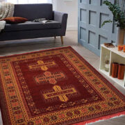 فرش ماشینی طرح سنتی زمینه لاکی کد 303z