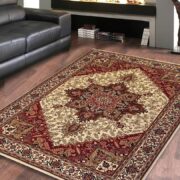فرش ماشینی طرح سنتی و دستباف زمینه کرم کد 8009
