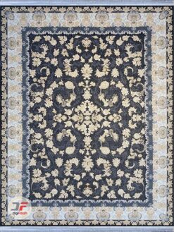 فرش کلاسیک گل برجسته زمینه دودی کد 814