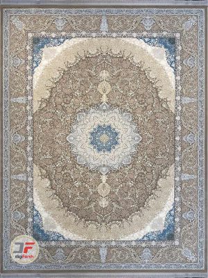 فرش ماشینی 1200 شانه گل برجسته طرح آرینا زمینه سیلور