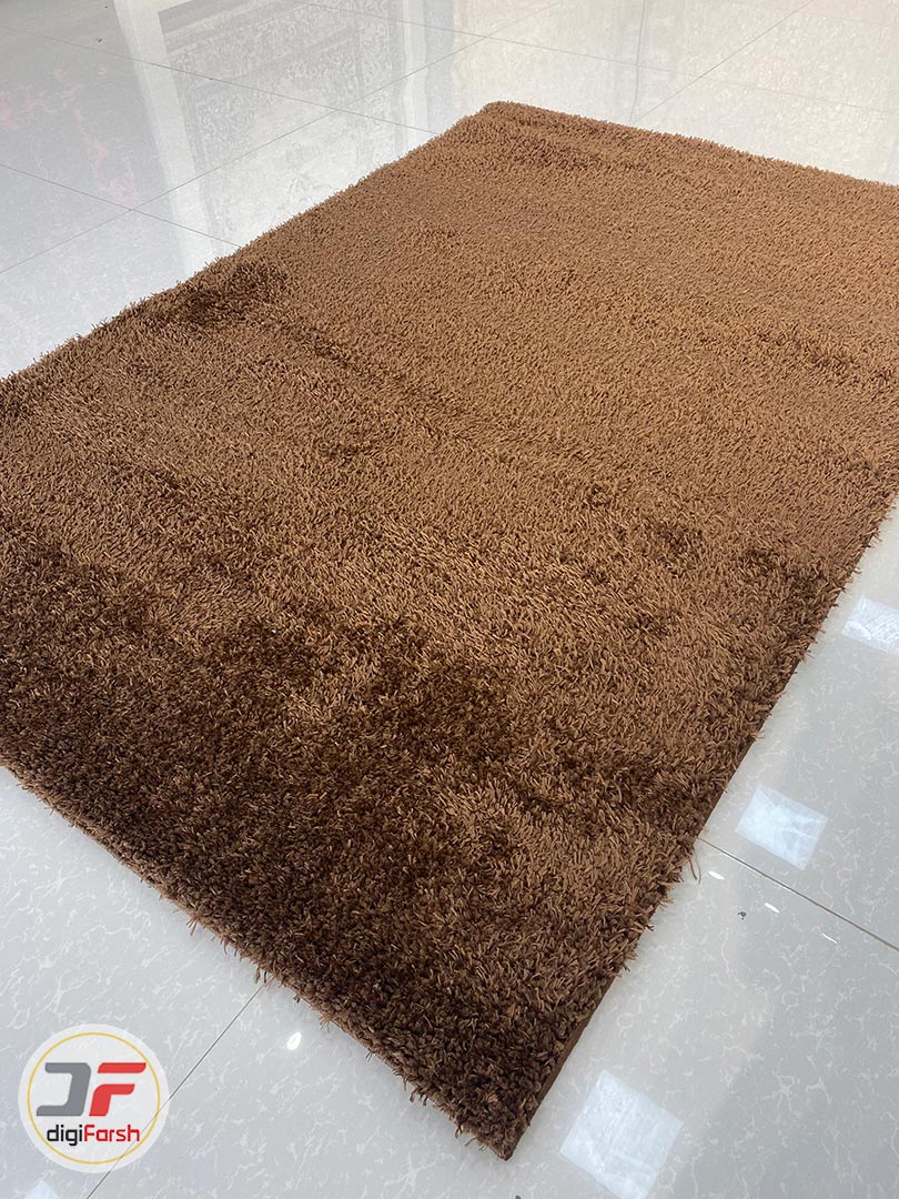 فرش ماشینی فانتزی شگی فلوکاتی زمینه قهوه ای کد 1003