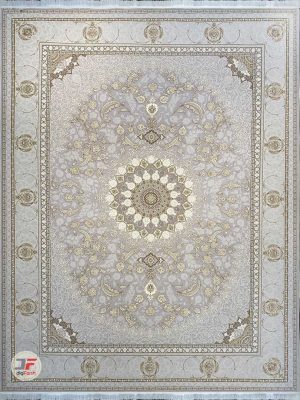 فرش ماشینی کلاسیک 1200 شانه گل برجسته طرح الماس زمینه سیلور