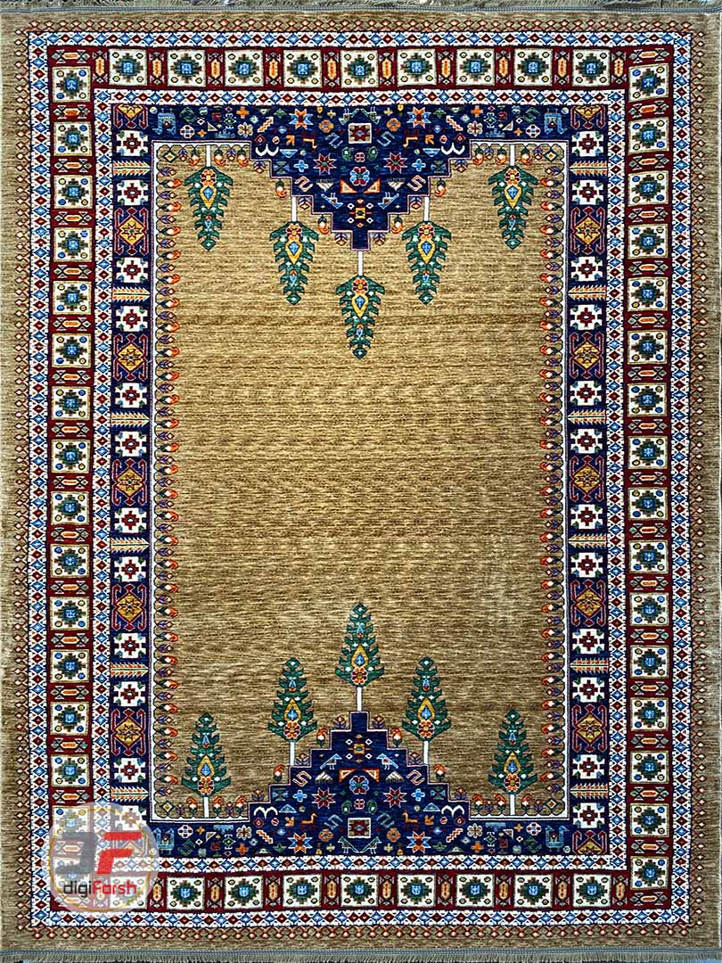فرش ماشینی طرح سنتی سروناز نسکافه ای کد 2004