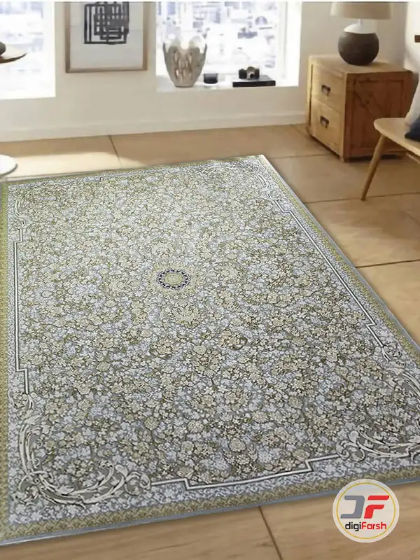 فرش ماشینی 1200 شانه طرح راما زمینه فیلی